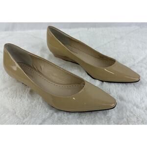 ADRIENNE VITTADINI Shoes Women's Sz 6M Beige Patent Leather Genesis Ballet Flats